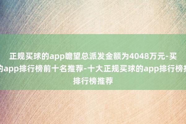 正规买球的app瞻望总派发金额为4048万元-买球的app排行榜前十名推荐-十大正规买球的app排行榜推荐