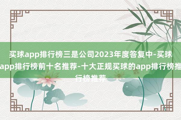 买球app排行榜三是公司2023年度答复中-买球的app排行榜前十名推荐-十大正规买球的app排行榜推荐