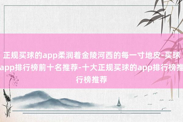 正规买球的app柔润着金陵河西的每一寸地皮-买球的app排行榜前十名推荐-十大正规买球的app排行榜推荐