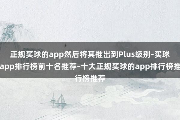 正规买球的app然后将其推出到Plus级别-买球的app排行榜前十名推荐-十大正规买球的app排行榜推荐