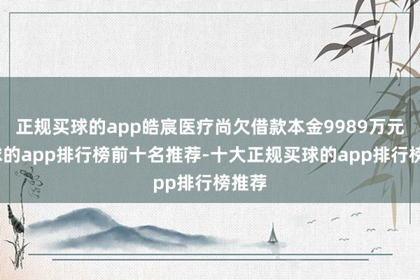 正规买球的app皓宸医疗尚欠借款本金9989万元-买球的app排行榜前十名推荐-十大正规买球的app排行榜推荐