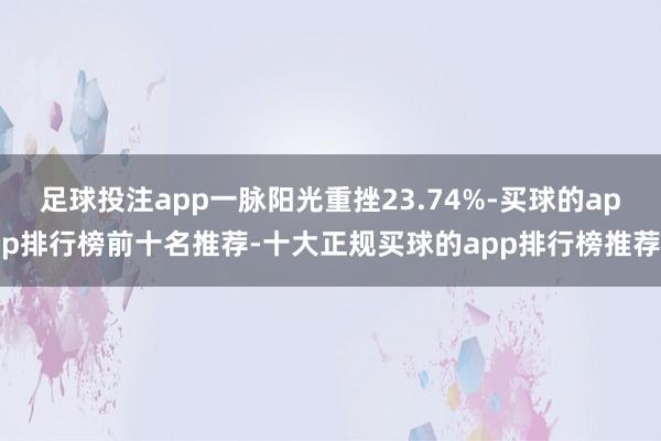 足球投注app一脉阳光重挫23.74%-买球的app排行榜前十名推荐-十大正规买球的app排行榜推荐