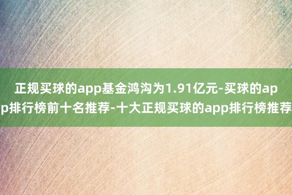 正规买球的app基金鸿沟为1.91亿元-买球的app排行榜前十名推荐-十大正规买球的app排行榜推荐