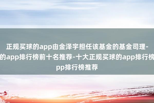 正规买球的app由金泽宇担任该基金的基金司理-买球的app排行榜前十名推荐-十大正规买球的app排行榜推荐