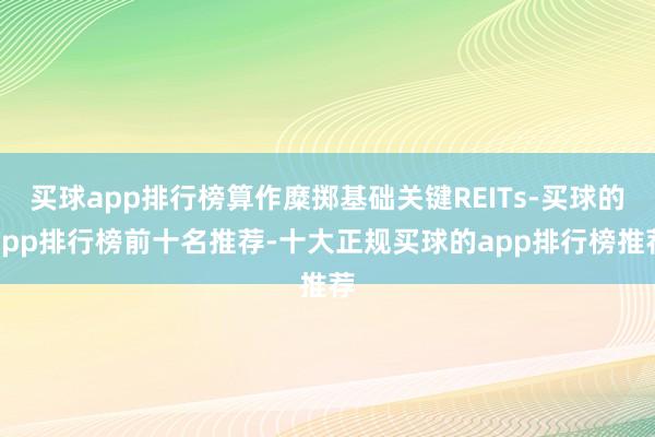 买球app排行榜算作糜掷基础关键REITs-买球的app排行榜前十名推荐-十大正规买球的app排行榜推荐